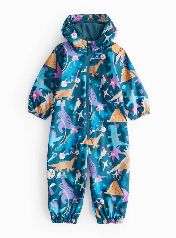 Buy Blue Dinosaur Print Fleece Lined Puddlesuit 1 2 years Coats and jackets Tu